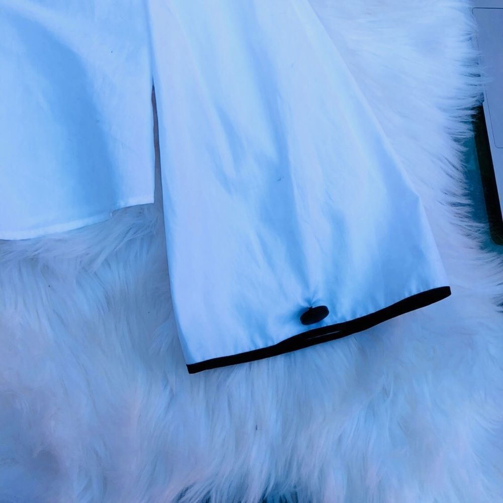 Long-Sleeve Cotton Ruffle Front Draped Blo… - Picture 6 of 8